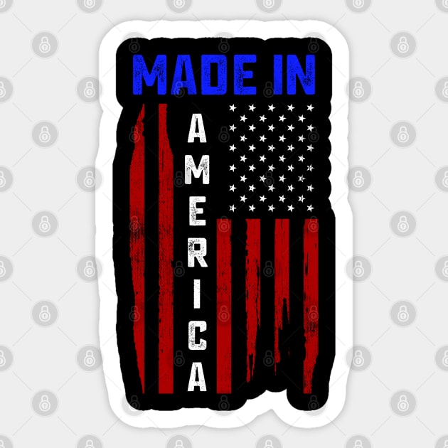 Made in America, American Flag, Patriot Sticker by Silly Me Studio